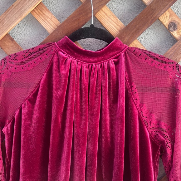 Free People Lace Velvet Boho Top - Picture 3 of 12